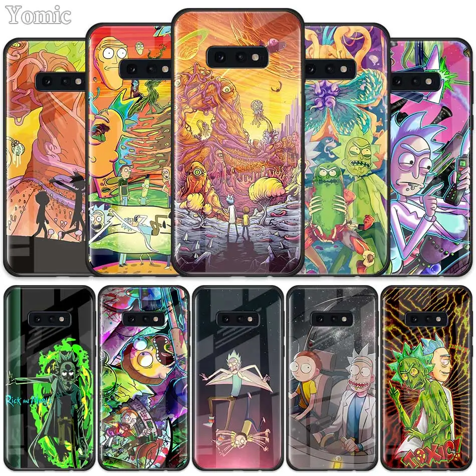 Рик и Морти чехол из закаленного стекла для samsung Galaxy S10 S10e S9 S8 S10 Plus Note 9 A50 A30