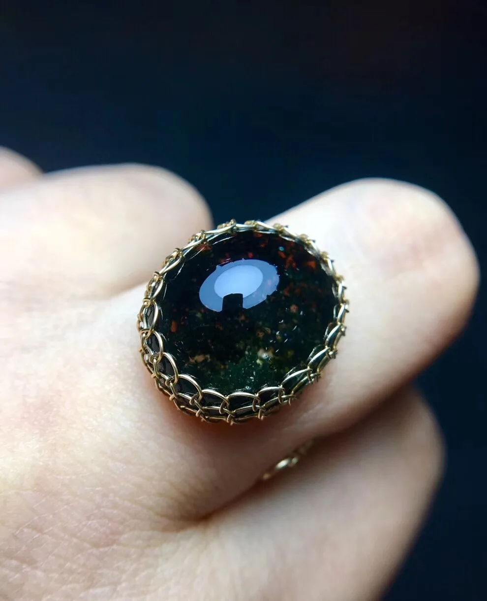 Регулируемое кольцо для женщин и мужчин натуральное зеленое фантомное кварцевое