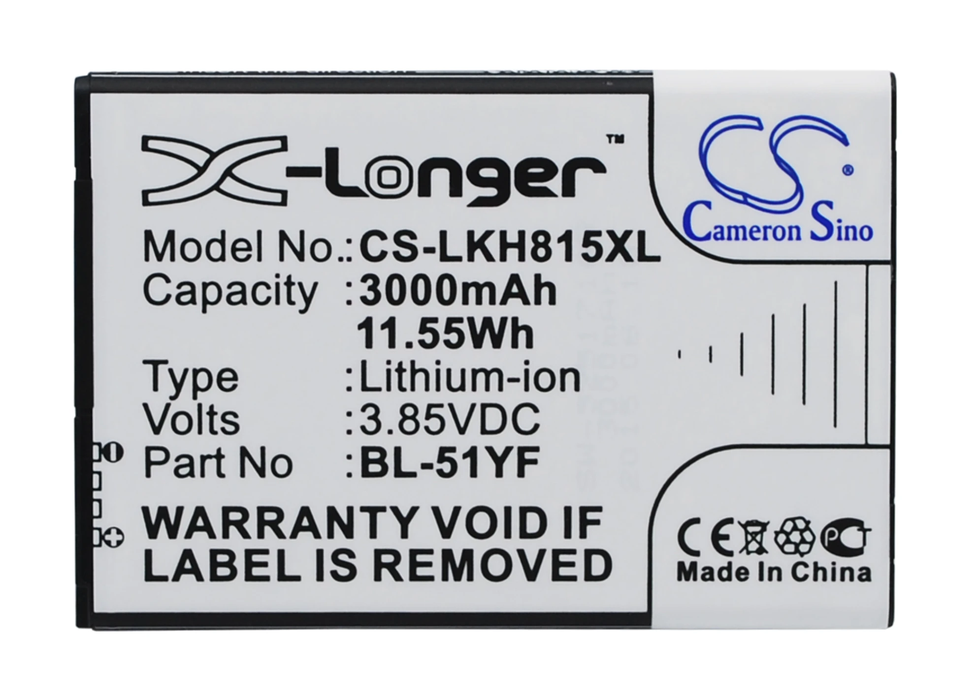 Аккумулятор Cameron Sino 3000 мАч для LG G4 Note H810 H811 H815T H8185K H818N H818P H818T H819 LS770 LS991 MS63 p986 vs9s|battery