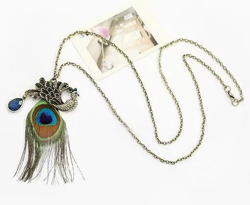 Модное перо павлина ожерелья для женщин кулоны ювелирных изделий N104 B1.6 ABC |