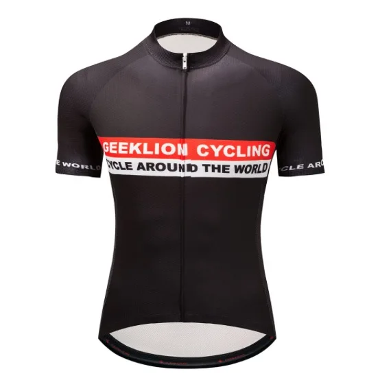 Pro Road MTB для мужчин Велоспорт Джерси уличная рубашка для езды на велосипеде короткий рукав Трикотажные изделия для велосипедистов велосипед мальлот - Цвет: Черный