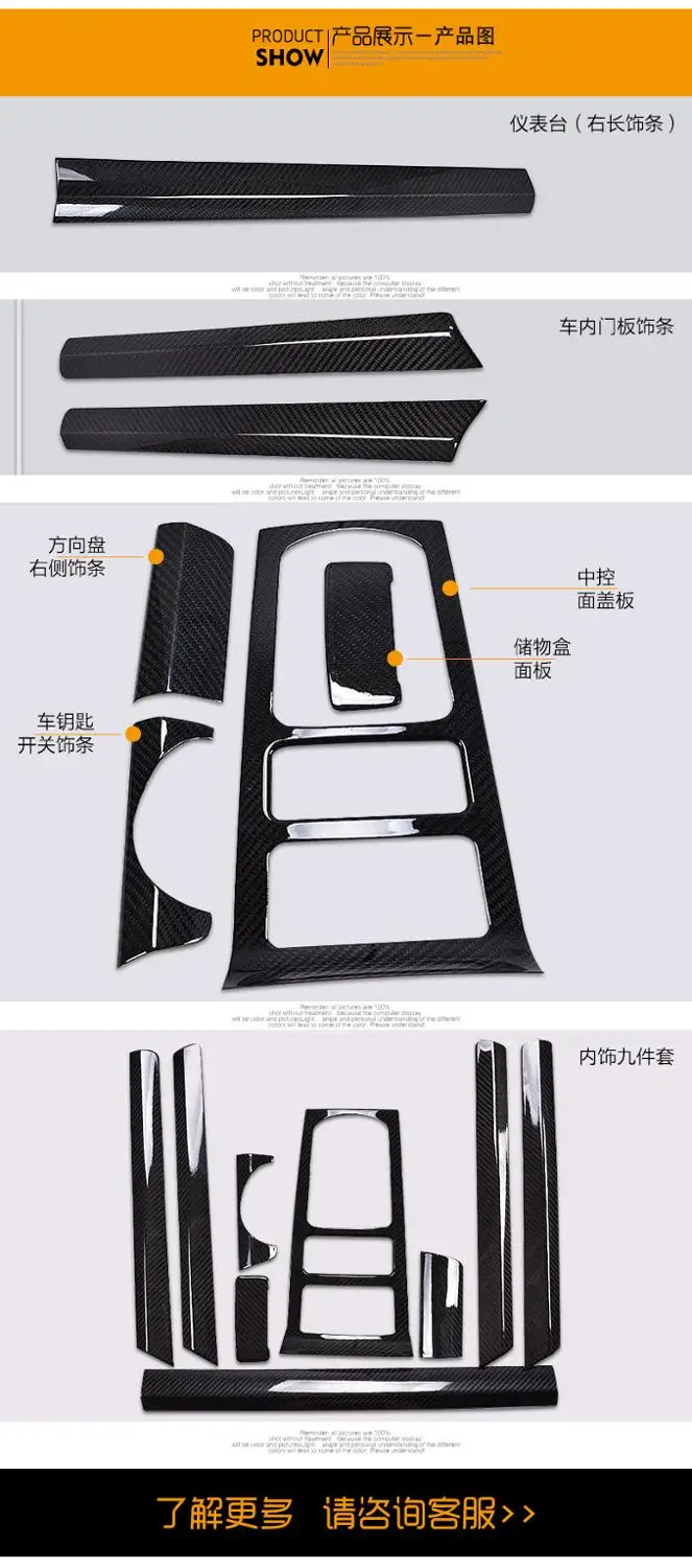 

Fit for Porsche Grand Cayenne Interior Console Door Plate Decoration 9 Carbon Fiber Sets