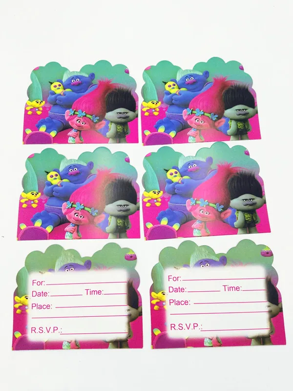 10 шт./лот приглашения троллей для детей вечерние подарки на день рождения товары