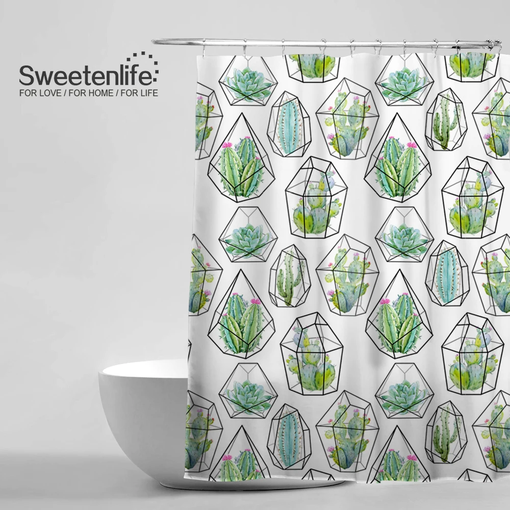 Sweetenlife, новинка, водонепроницаемые занавески для душа, для ванной комнаты, полиэстер, ткань, растительный экран для ванны, 180*180+ 12 крючков, занавески для ванной