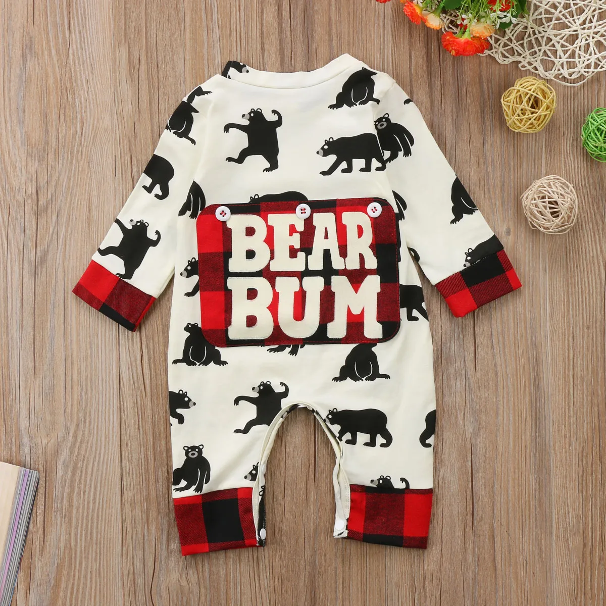 Newborn Kid Baby Boy Girl Bears Printing Romper Clothes Lucky Child Rompers Jumpsuit Outfit Set | Детская одежда и обувь