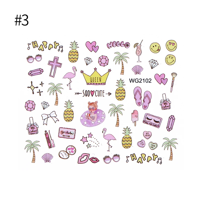 Pattern 3 1 простынь 6,3*5,2 см ногтей водные наклейки животных ногтевое искусство, переводные наклейки декоративный для маникюра DIY для летний гели для ногтей - Цвет: Pattern 3