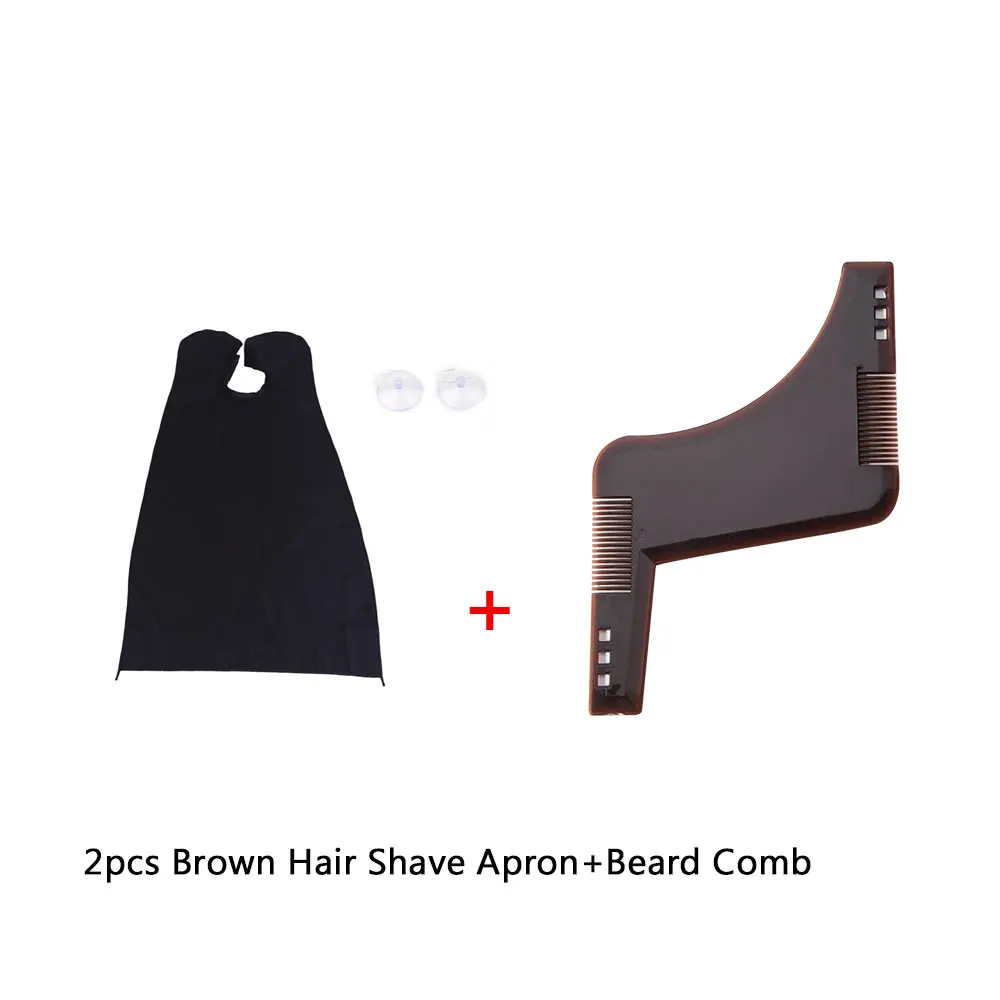 brown shave a comb 2шт Мужская Борода формирующий стиль формирующий гребешок водонепроницаемый передник для бороды лица Медведь Барб инструмент красоты для бритья волос отделка Шаблоны - Цвет: brown shave a comb