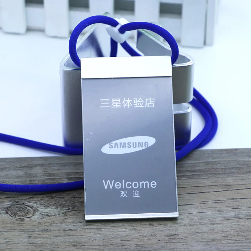 silver(blue rope) Lanyards id значок работника металлический бизнес держатель для карт тег веревка висячая, может подгонять - Color: silver(blue rope)