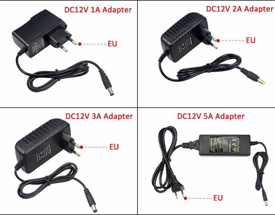 220 V 110 V EU/US/UK штекер трансформатор освещения светодиодный Питание Драйвер адаптер DC12V 1A 2A 3A 5A 6A 8A для Светодиодные полосы света 5050 5630