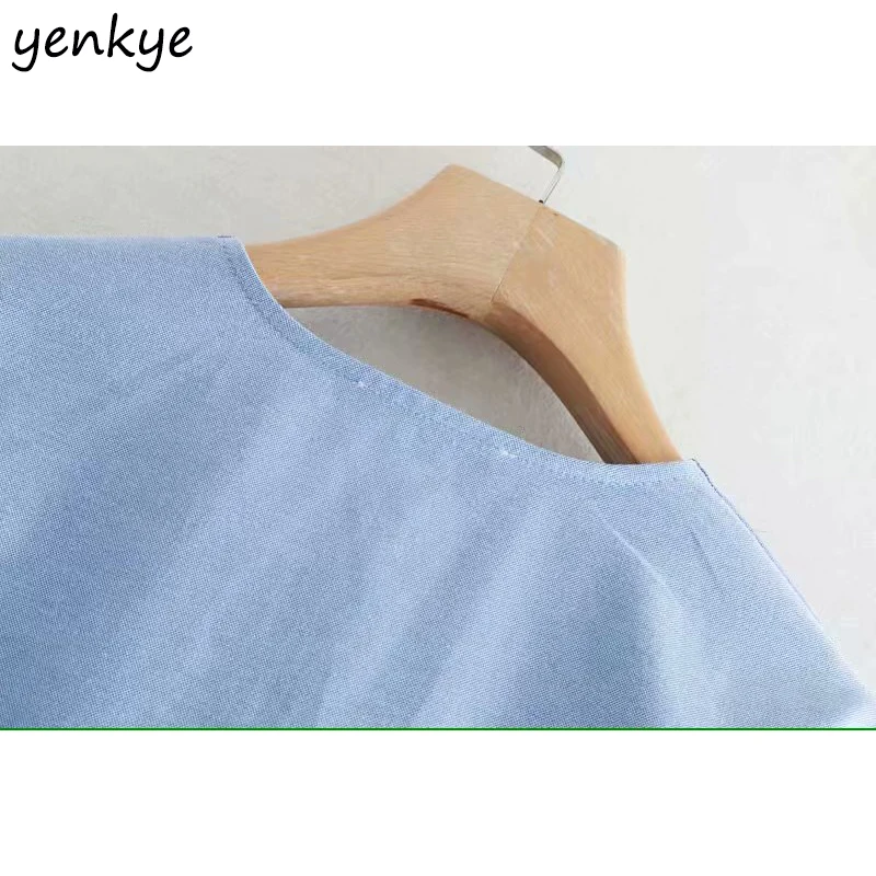 Modis 2019 Для женщин пуговицы спереди Винтаж одноцветное Цвет Летняя Блузка Леди