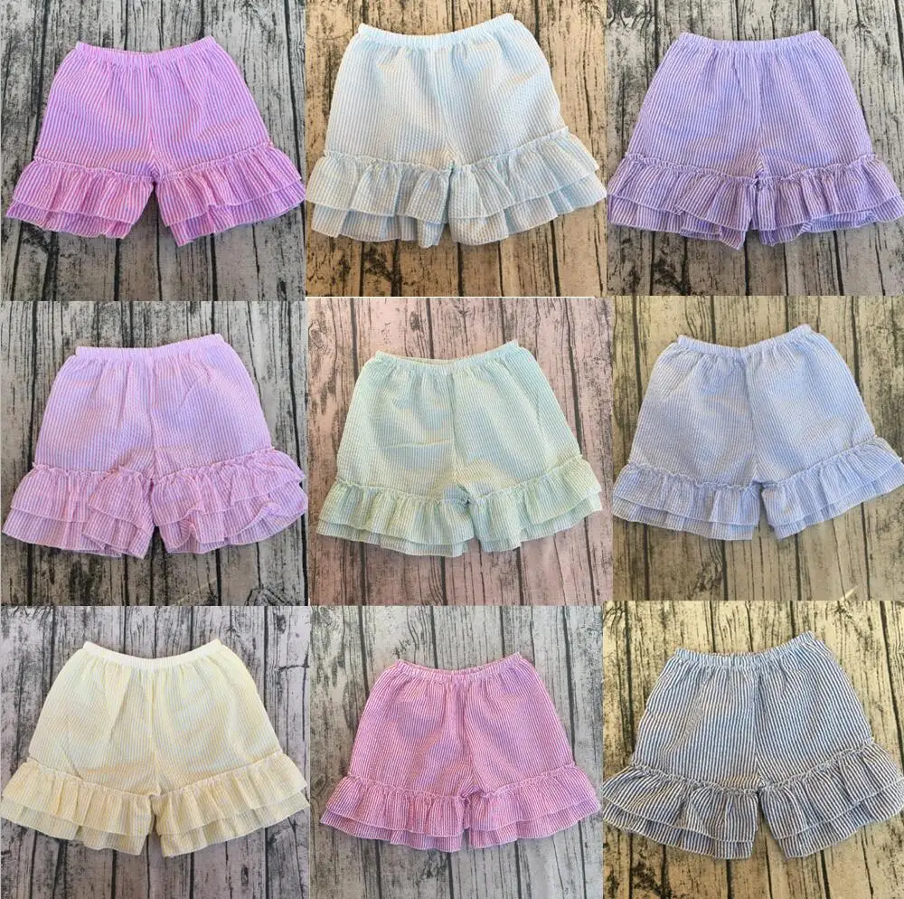 Модные детские шорты summber с оборками seersucker для девочек двойные шорты|ruffle shorts|shorts