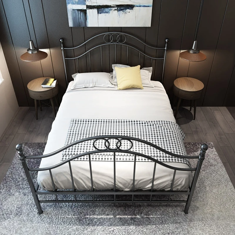 Европейская кровать винтажного стиля с железной рамой 1.8 метра двуспальная односпальная принцесса 1.5 1.2 общежитие для ребенка.