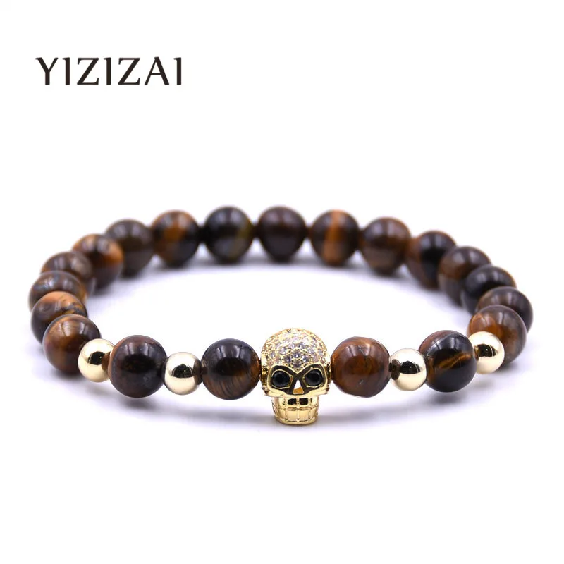 YIZIZAI новый модный браслет с черепом эластичные браслеты и для женщин Pulseira Masculina