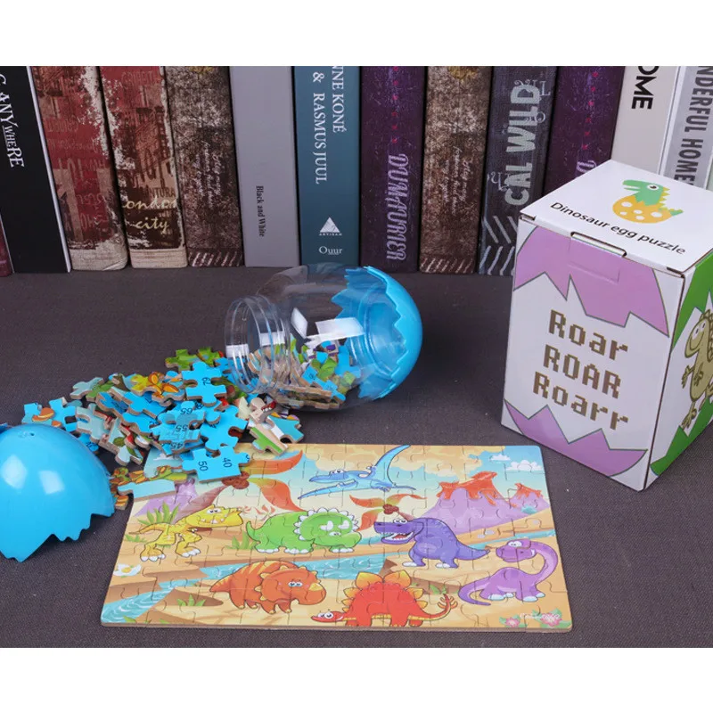 

60 Pieces Dinosaur Egg Wooden Puzzle Kids Toys Intellectual Toys Early Educational Learning Toys