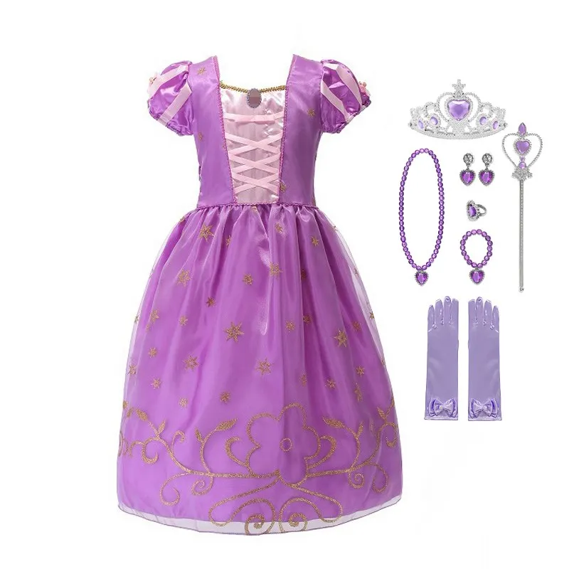 Dresss Set 03 Нарядный костюм принцессы Рапунцель для девочек; детские сказочные костюмы для костюмированной вечеринки; детская одежда для Хэллоуина, дня рождения, фэнтези - Цвет: Dresss Set 03
