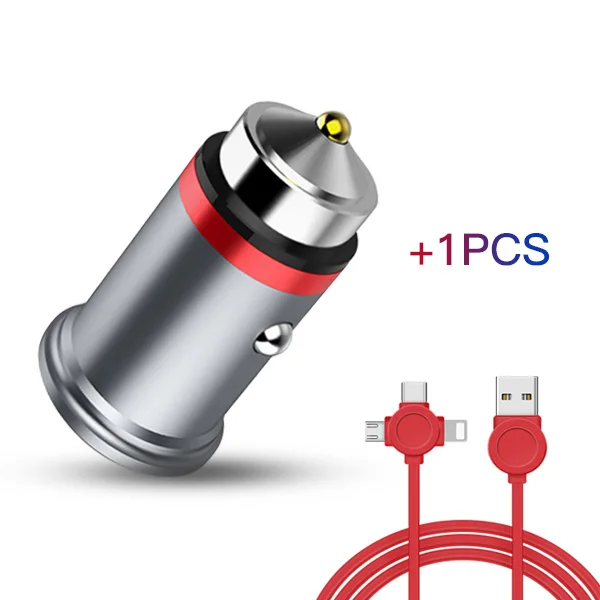 ACCEZZ Mini Dual USB Автомобильное зарядное устройство для Apple iPhone X 8 7 6 6s huawei Xiaomi samsung Быстрая зарядка светодиодный дисплей автомобильное зарядное устройство для телефона - Тип штекера: Add 1M Red Cable