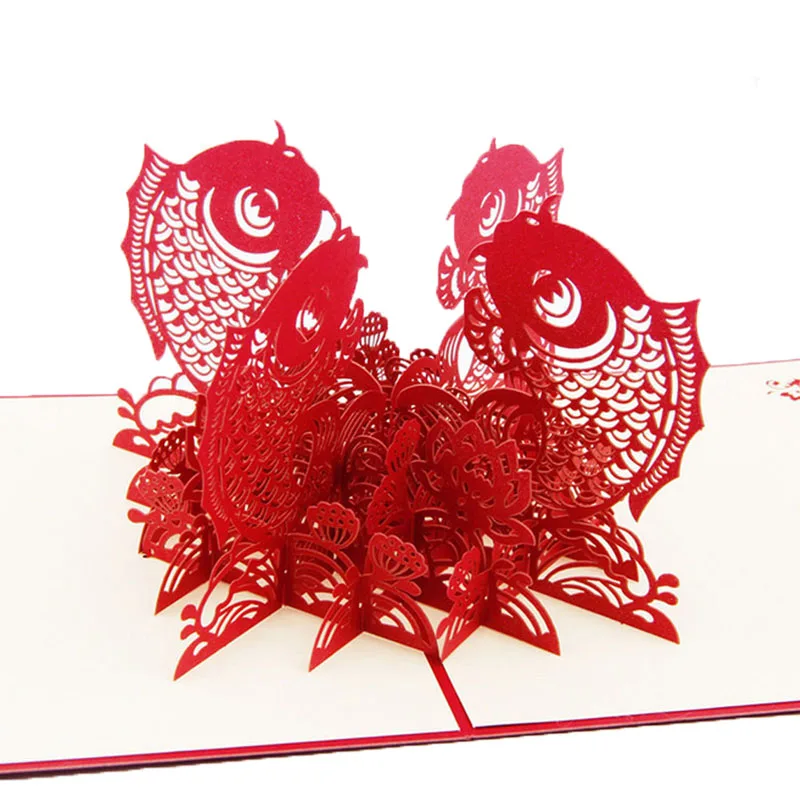 3D выскоченная бумага лазерная резка поздравительные открытки креативные