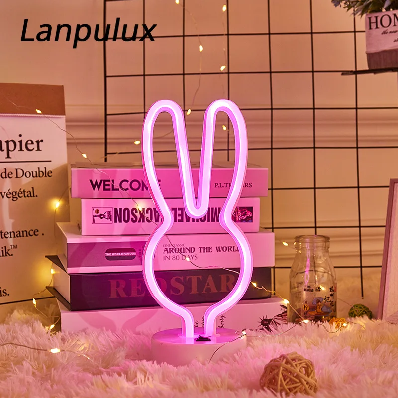 Lanpulux неоновый светодиодный ночник КИТ кролик Единорог красочный украшение из