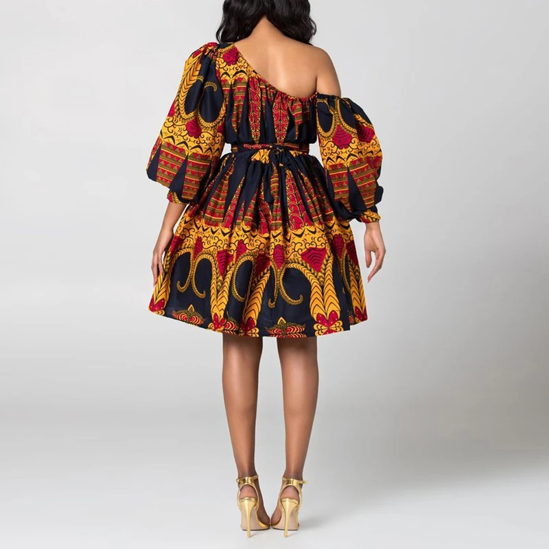 Женское платье Летний Повседневный модный фонарь рукав Африканский