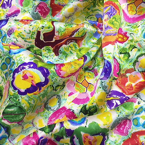 Thick 22momme colorful Abstract graffiti pure silk satin charmeuse fabric SSC319 |