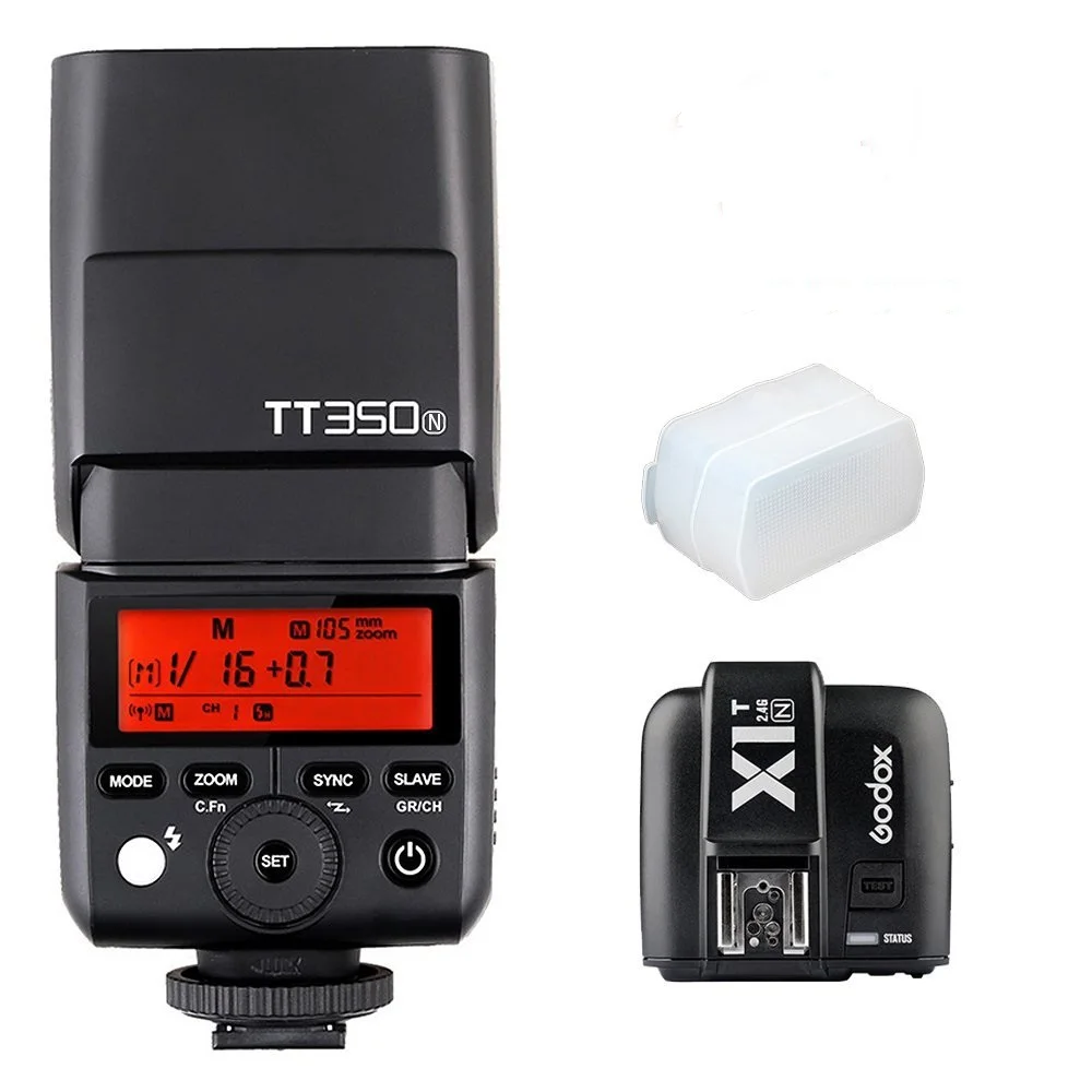 GODOX TT350N 2 4G HSS 1/8000s ttl GN36 Вспышка Speedlite карманные фонари + 1 шт. X1T-N беспроводной