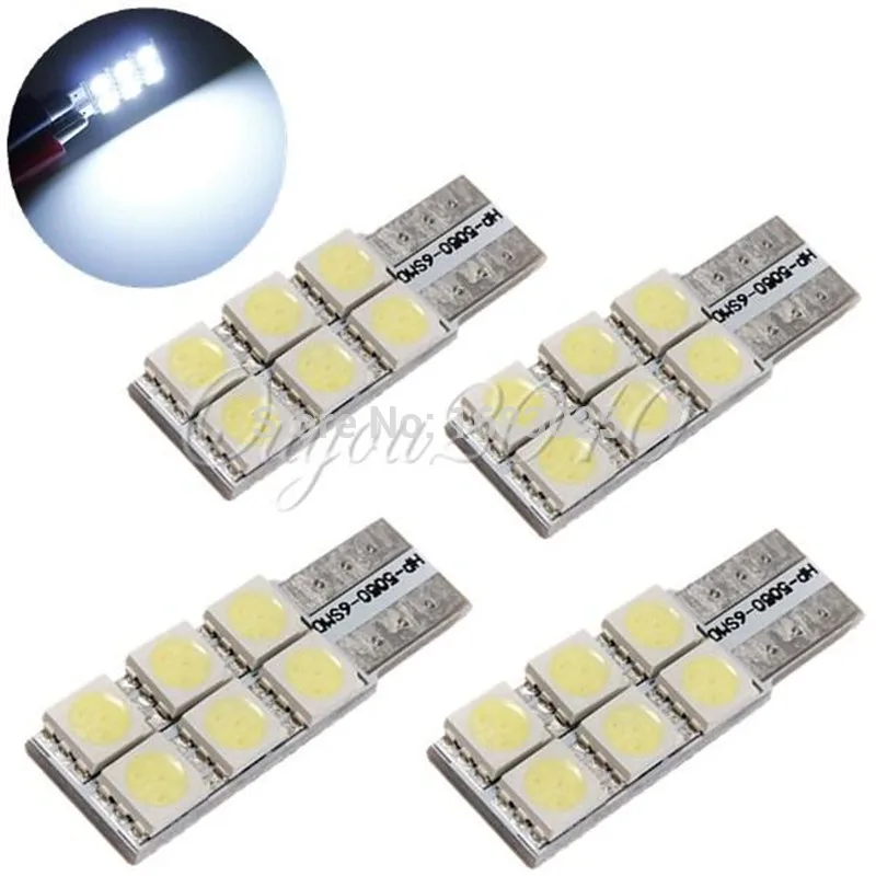 Оптовая продажа 4 шт./лот авто светодиодный T10 6smd 5050 w5w canbus света автомобиля