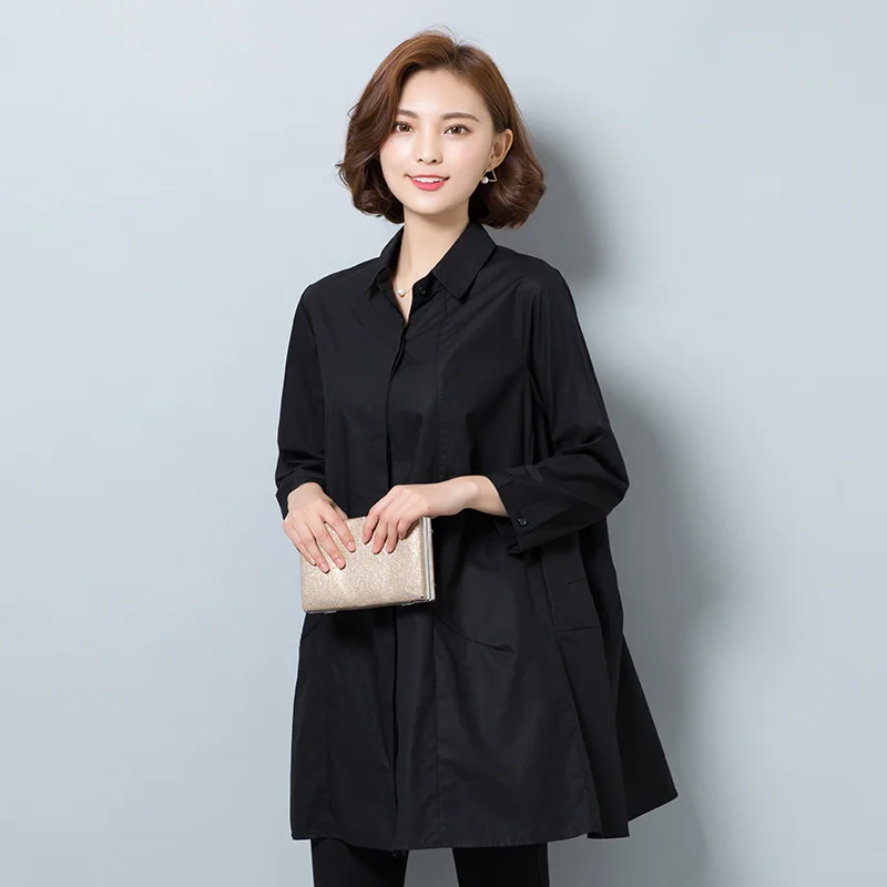 Блузка женская однотонная свободного покроя на осень батальных размеров|blouses for