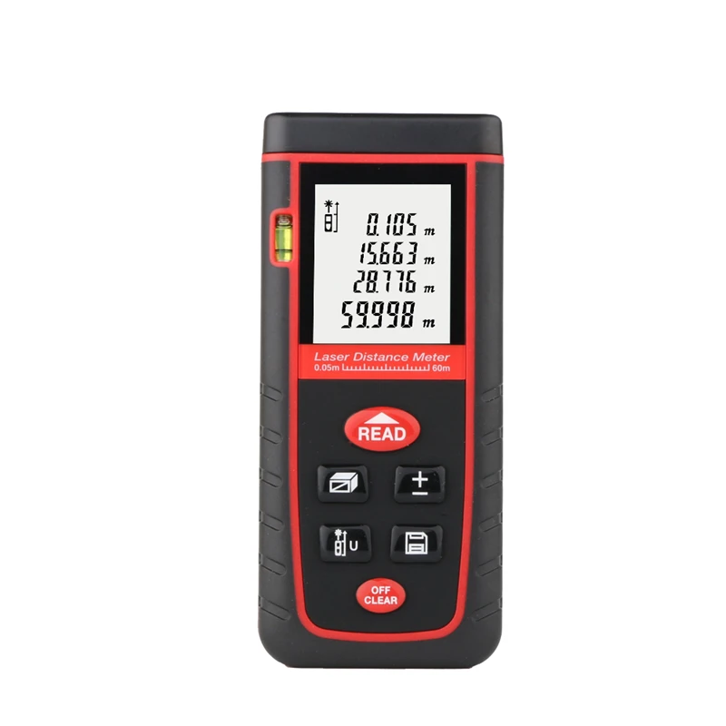 60M Laser Distance Meter 192ft Digital LCD Rangefinder Range Finder With Level Bubble Area Volume Tape Measure Tools | Инструменты