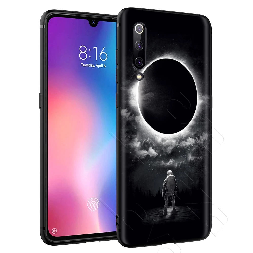 Черный белый чехол с изображением Луны звезд космонавта для Xiaomi Redmi Note 8 9 S K30 Pro MI MAX