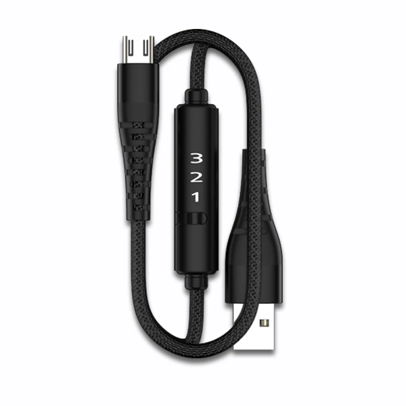 2 шт. в упаковке, 2 м, USB 3,0 3A, кабель Micro USB для быстрой зарядки, светодиодный, с таймером и выключателем питания для телефонов на базе Android, внешний аккумулятор, алюминиевый сплав