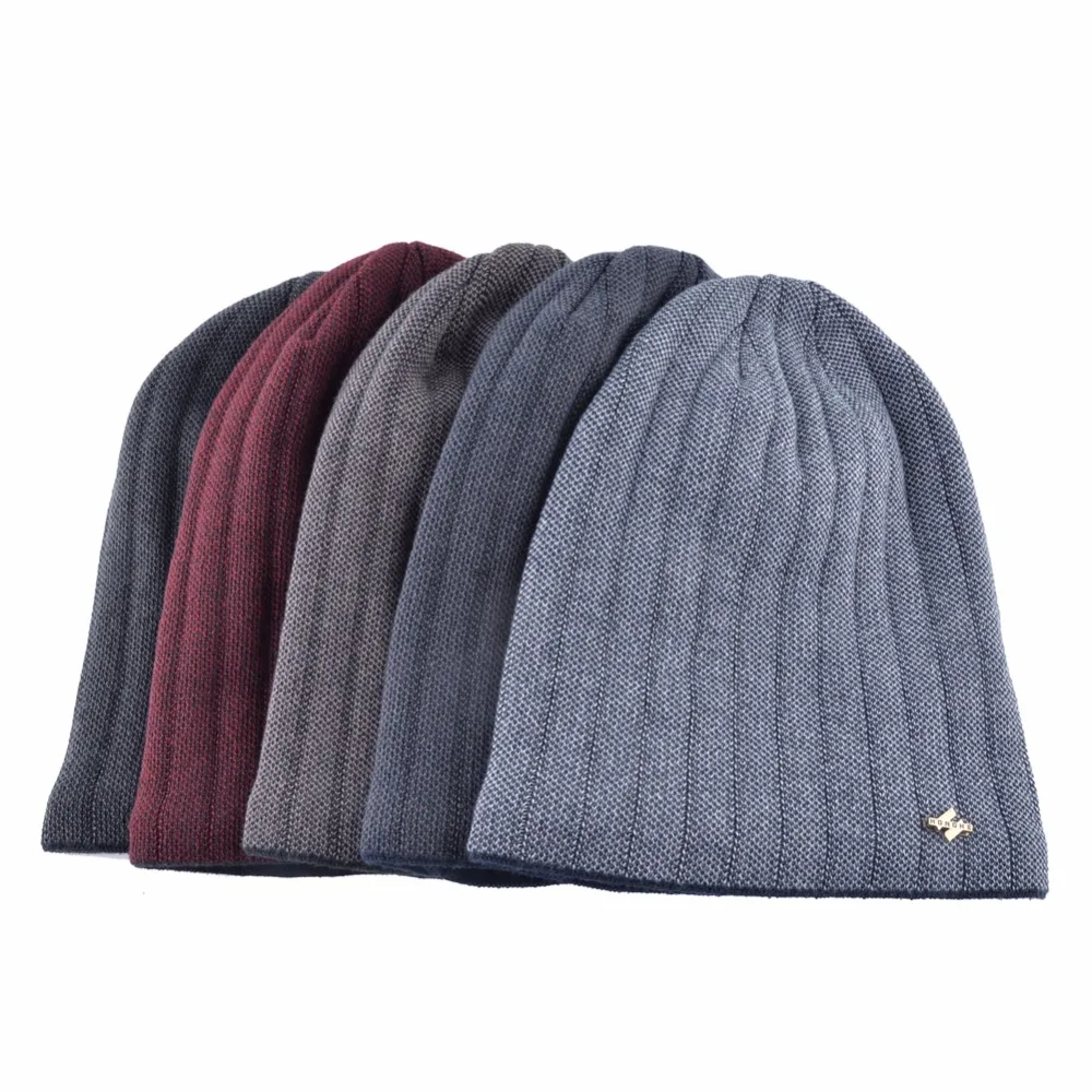 Минималистичные мужские зимние вязаные шерстяные шапки Skullies, Мужская хип-хоп шапка, осенняя gorros плюс бархатная теплая шапка для мужчин