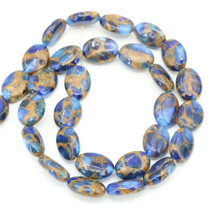 Золотой песок камень овальные камни в форме яйца разноцветные бусины для женщин