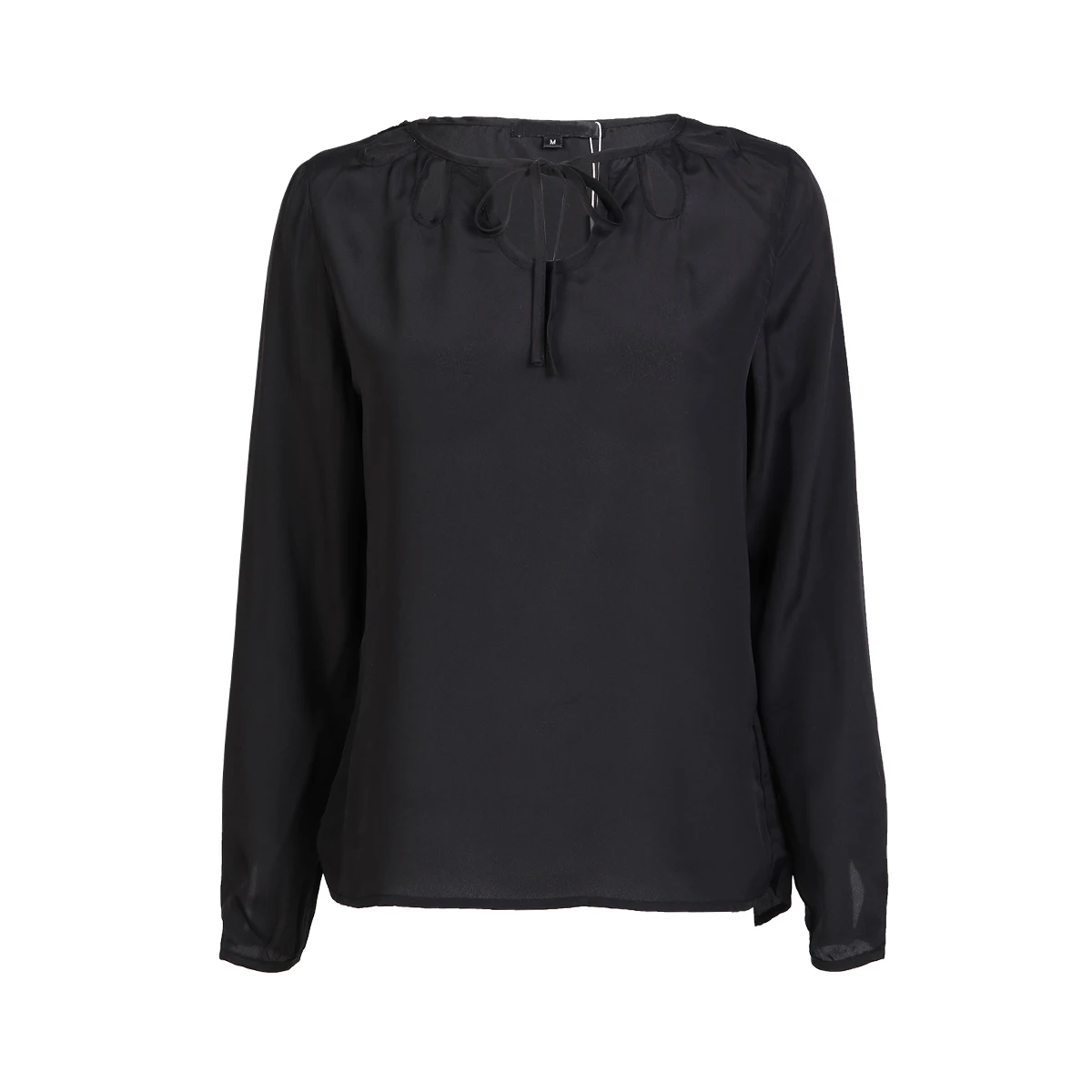 Lemon Hot 2018 Autumn Women Black Casual Design Chiffon Fashion Elegant Full Solid O-Neck Shirt For Lady |