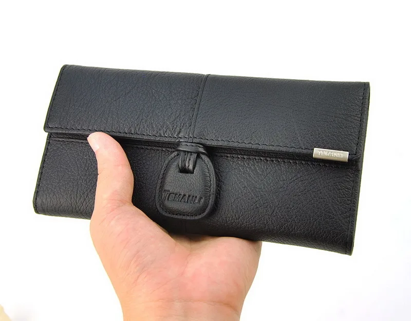 Женский кошелек из натуральной кожи в три сложения Длинный держатель для карт