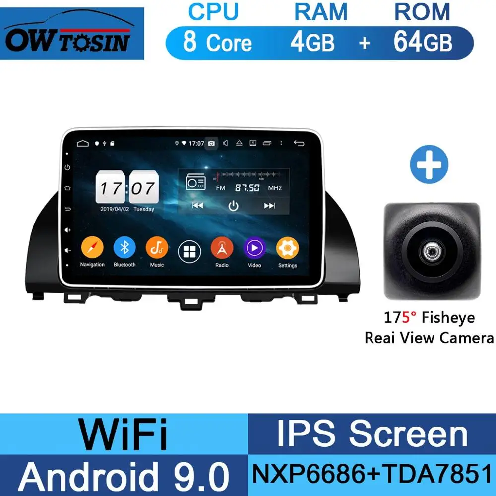 64G Fisheye Camera 10," ips Android 9,0 8 ядерный 4 Гб ram+ 64 ГБ rom Автомобильный DVD радио плеер gps для Honda ACCORD 10 DSP CarPlay Parrot BT Adas стерео - Цвет: 64G Fisheye Camera