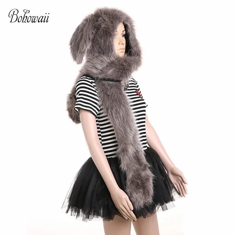 Bohowaii искусственным мехом на капюшоне кролика Desigual перчатки Дамы Зимняя шапка