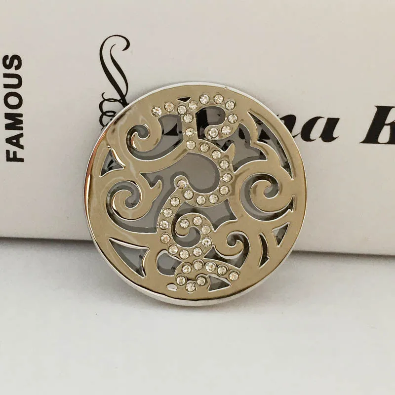 Новый дизайн в стиле барокко perak Silber berlapis 33 мм Монета dengan kristal untuk Deluxe pemegang koin для