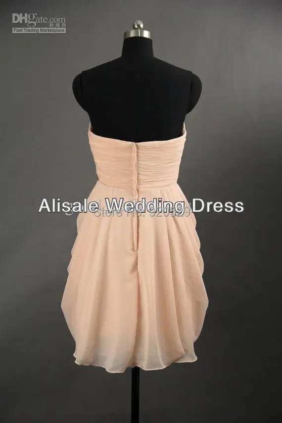 Free Shipping Sweetheart Chiffon Bridesmaid Dresses for Girls Pleat Short Gowns Strapless Dress Custom Made | Свадьбы и торжества