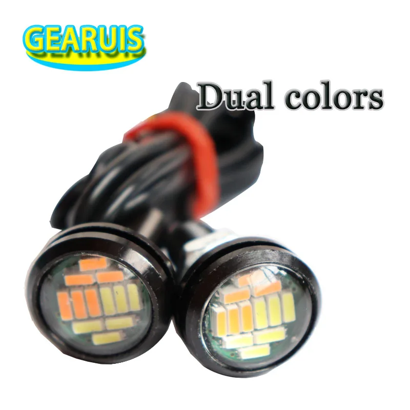 Новый DRL светодиодный 23 мм 12 SMD 4014 переход от белого к Янтарный двойной цвет