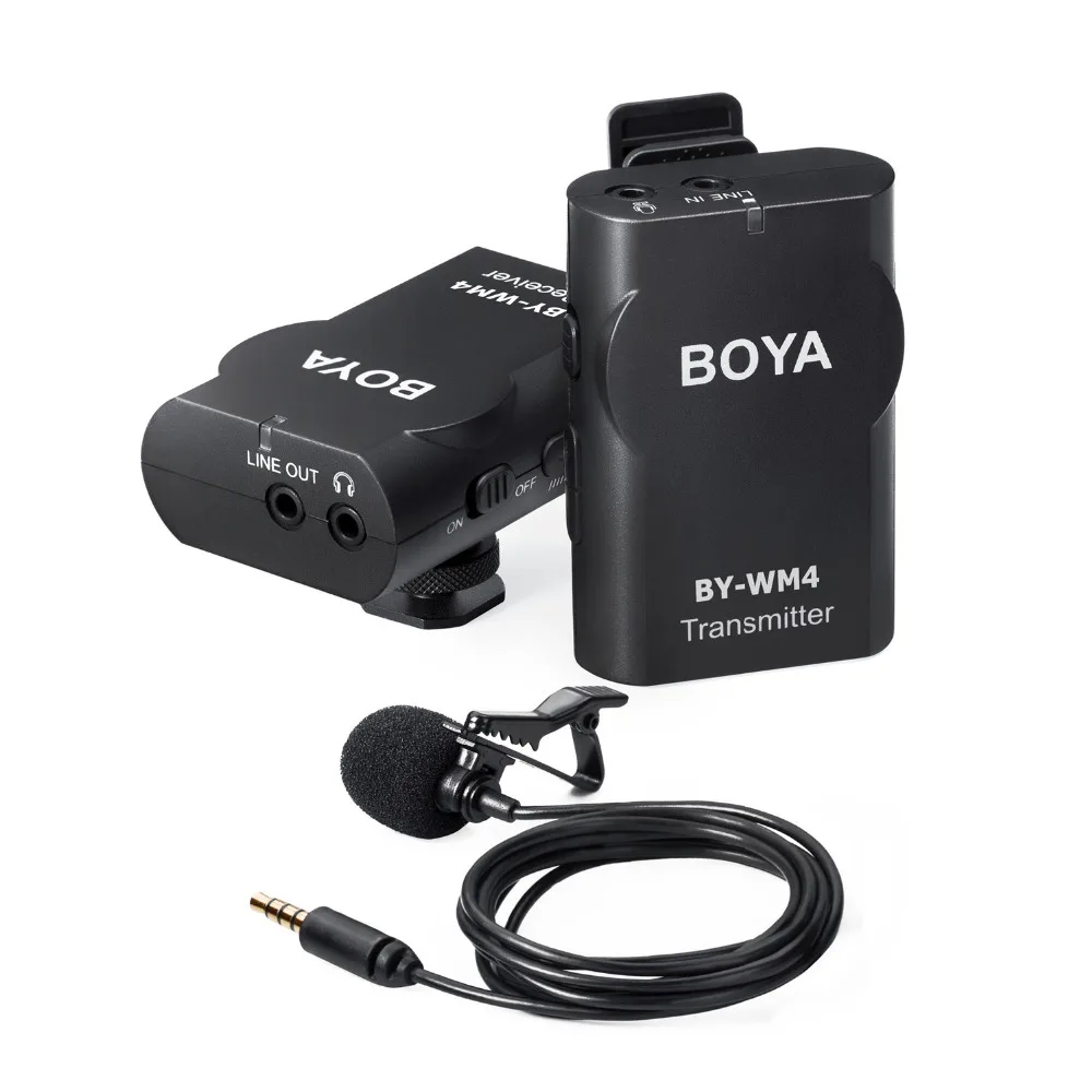 BOYA BY-WM4 Беспроводная система микрофона Lavalier для видеокамеры iphone android смартфон Canon