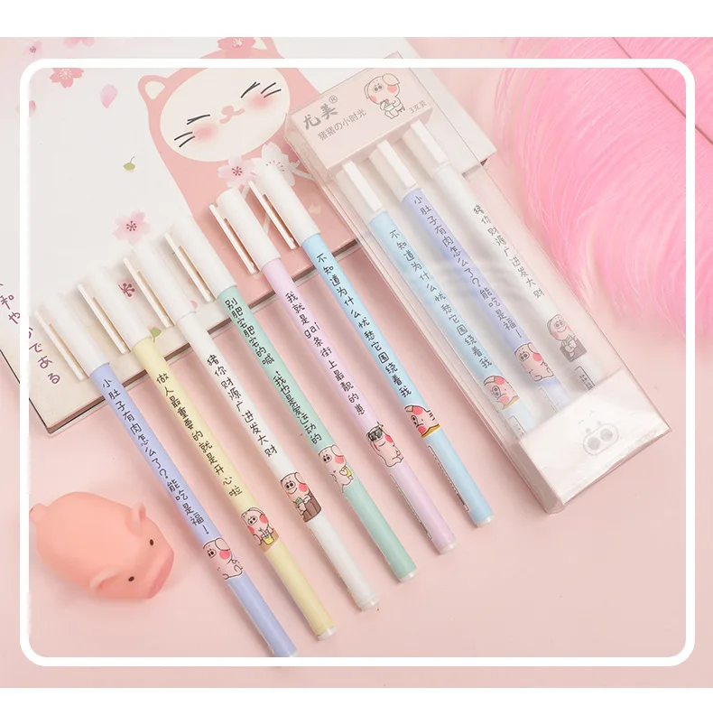 Вспыхивающая свинья pinkycolor 0,5 мм Детские корейские гелевые кавайные ручки школьные принадлежности стационарные