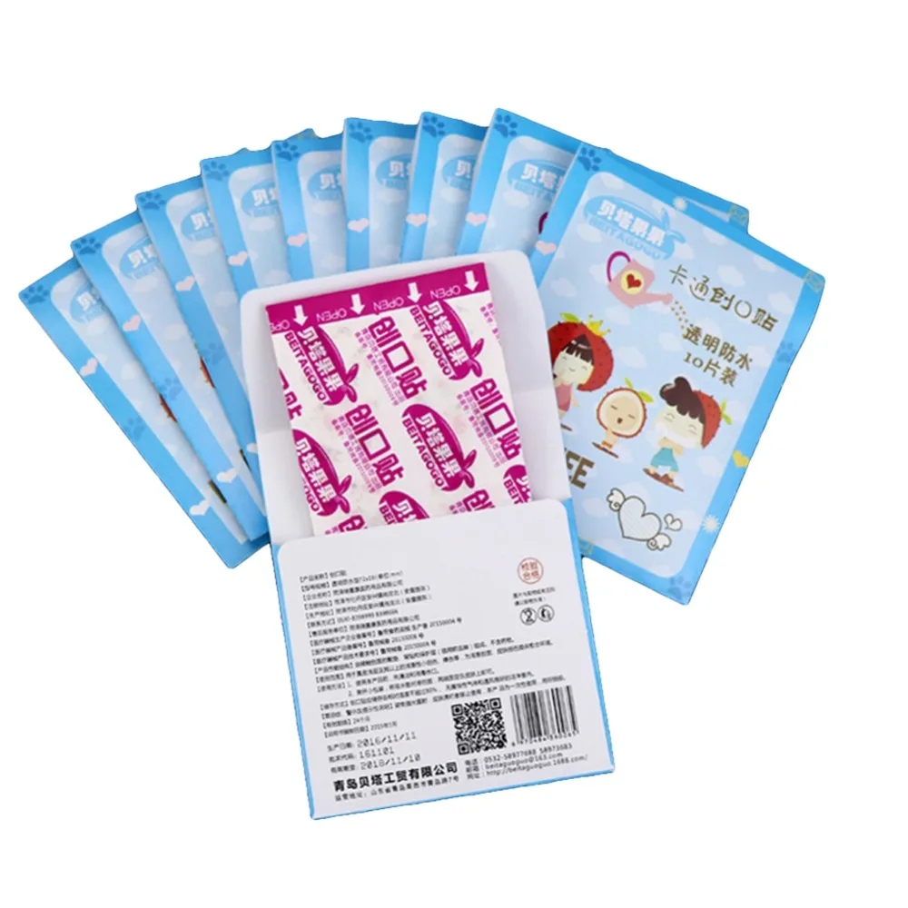 100 шт. водонепроницаемые дышащие прозрачные PE милые Мультяшные повязки со