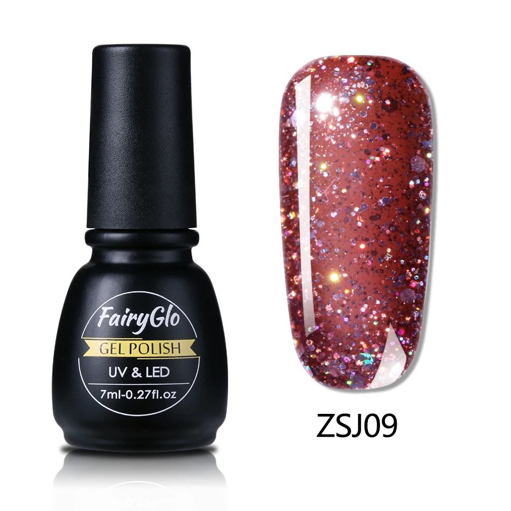 ZSJ09 FairyGlo 7 мл Алмазный УФ-гель для ногтей длинный последний Гибридный Гель-лак краска Лаки лак для ногтей замочить от полупостоянного - Цвет: ZSJ09