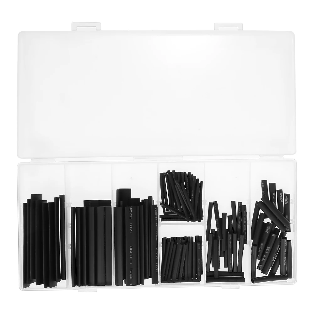 127 шт. черная усадочная трубка Полиолефиновая безгалогенная термоусадочная