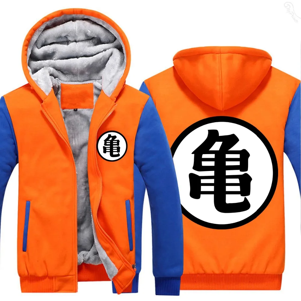 Лучшие продажи аниме худи Dragon Ball мужские теплые флисовые толстовки с капюшоном на молнии размер США