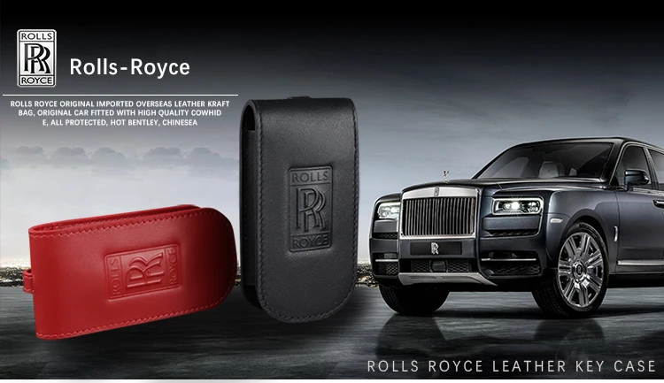 Чехол для ключей Rolls Royce Cullinan, кожаный значок, чехол для ключей SUV, сумка для ключей с логотипом автомобиля, кожаное кольцо для ключей