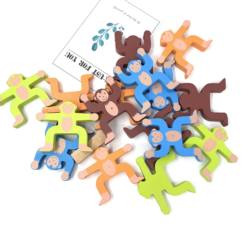 

Wooden Blocks Fun Toys Cute Monkey Balance Game Children Hand Eye Coordination Training