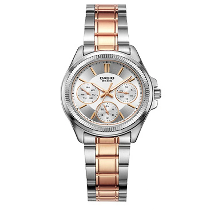 Casio, женские часы, модные, повседневные, аналоговые, с указателем, серия 50 метров, водонепроницаемые, кварцевые часы с золотым ремешком, LTP-2088, Relogio