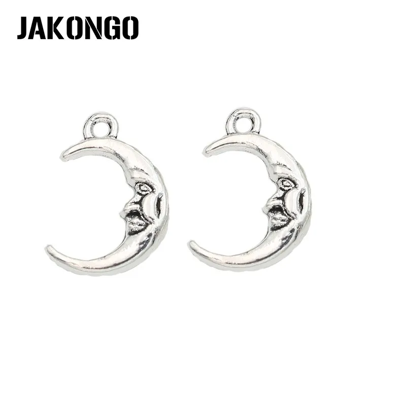 

Подвески JAKONGO с изображением лица и Луны, античное серебряное покрытие, ювелирные изделия, аксессуары для браслетов, фурнитура «сделай сам» ...