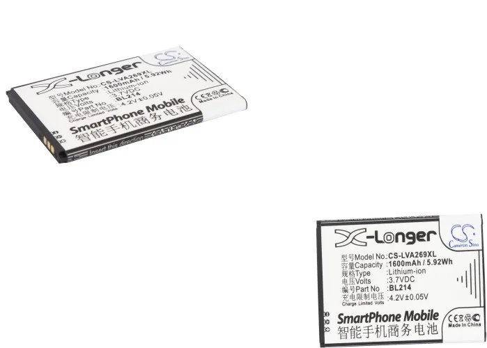Аккумулятор Cameron Sino BL203 BL214 1600 мАч для Lenovo A208t A218t A269 A278T A305e A308T A318T A365E A369 A380e A385E A66|cameron